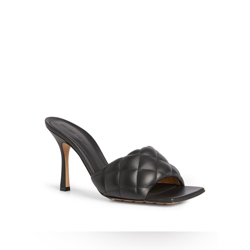 Bottega veneta Napa Black Quilted High-Heel Slide Sandals 90cm 38